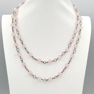 David Yurman Bijoux Rose Quartz Cable Link Necklace
